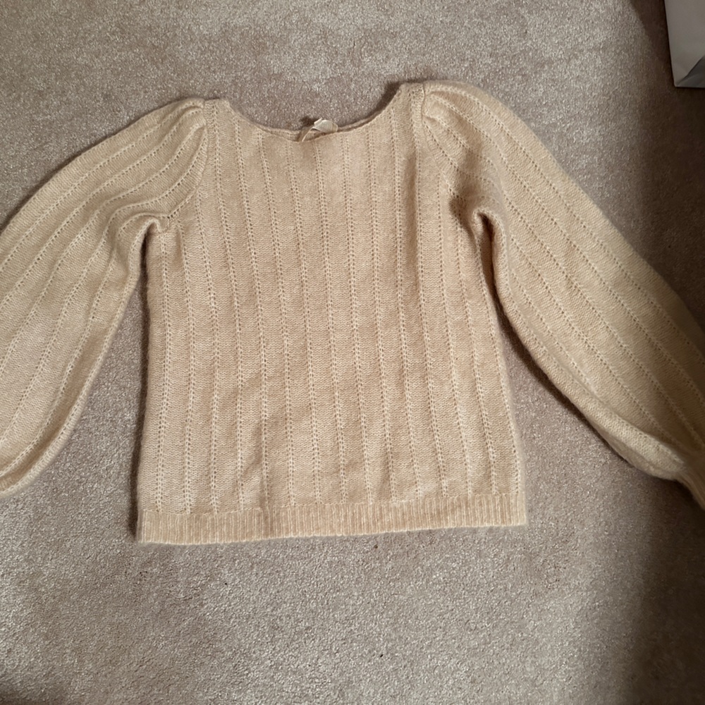 Sezane Beige Crew Neck Sweater